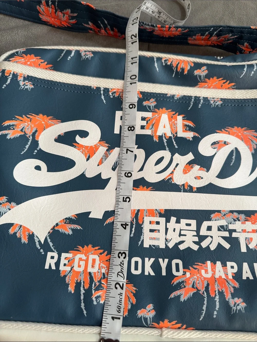 Superdry Navy and Orange Palm Print Crossbody/shoulder laptop travel bag